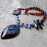 semi-precious stone pendant necklace, blue gemstone pendant necklace
