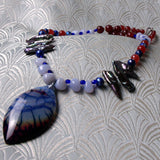 handmade blue agate pendant necklace uk