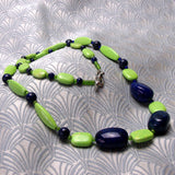 long green blue semi-precious stone necklace uk