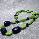 long green blue handmade necklace