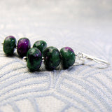 short green earrings, short green semi-precious bead earrings