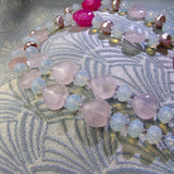 pink rose quartz heart beads