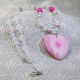 unique pink heart gemstone necklace with pendant