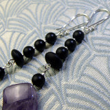 long statement earrings handmade purple amethyst gemstone beads