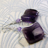 amethyst semi-precious bead earrings, short amethyst semi-precious stone earrings handmade uk