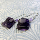 purple amethyst gemstone earrings, purple semi-precious stone jewellery