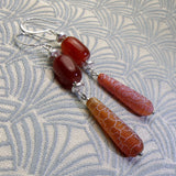 long agate earrings with agate gemstone beads