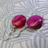short jasper earrings pink gemstone beds