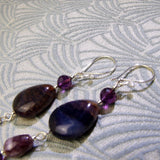 purple long drop earrings