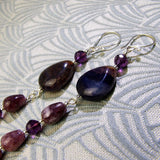 purple agate gemstone earrings