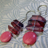 long pink gemstone statement earrings