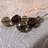 long brown earrings, long handmade dangle earrings, long quartz earrings