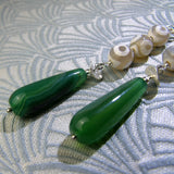 green earrings, green semi-precious stone jewellery
