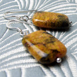 black orange jasper earrings, semi-precious stone earrings