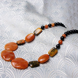 orange red aventurine necklace short length semi-precious stone jewellery