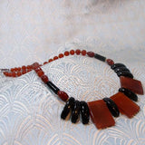 handmade carnelian necklace with carnelian and black onyx beads