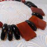 carnelian gemstone necklace handmade with black onyx