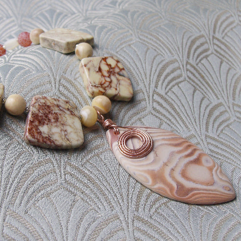 handmade semi-precious stone pendant necklace UK BB13