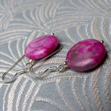 short pink earrings, pink semi-precious stone jewellery