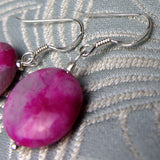 short gemstone earrings, pink jasper semi-precious gemstone jewellery