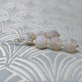 grey beaded semi-precious earrings, grey semi-precious stone bead earrings uk