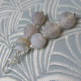 grey agate earrings, grey semi-precious stone jewellery uk