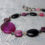 black pink gemstone necklace, semi-precious jewellery uk