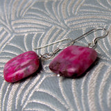 small drop semi-precious bead earrings, pink semi-precious stone earrings uk