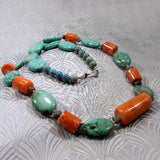 chunky turquoise necklace, long chunky bead necklace