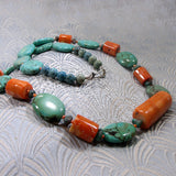 unique turquoise necklace with coral