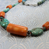 coral turquoise handmade necklace