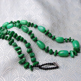 long green necklace, long green gemstone necklace