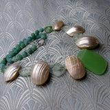chunky green necklace with chunky green gemstone pendant