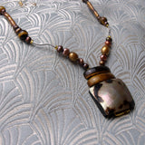 brown semi-precious stone necklace, brown semi-precious necklace