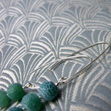 long drop green agate gemstone earrings