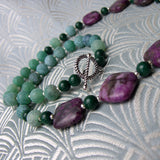 purple green gemstone beads, green gemstone necklace