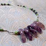 dainty amethyst semi-precious stone necklace. delicate semi-precious bead necklace