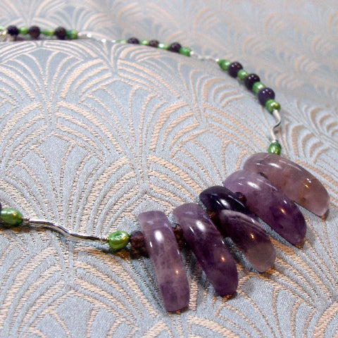 delicate semi-precious bead necklace, dainty semi-precious necklace A58