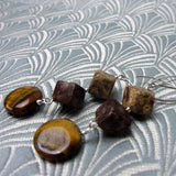 long brown semi-precious statement earrings handmade uk