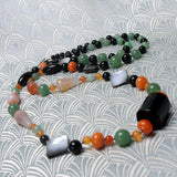 long semi-precious stone bead necklace, unique long beaded necklace design