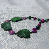 chunky green necklace handmade green jasper