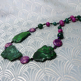 chunky green necklace, handmade chunky necklace, chunky bead necklace