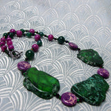 green necklace chunky design handmade jasper