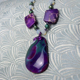 purple semi-precious stone pendant necklace uk