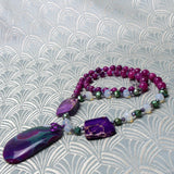 unique purple necklace with semi-precious stone pendant