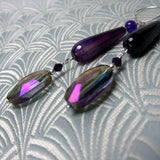 long purple semi-precious bead statement earrings uk