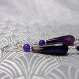 long purple handmade statement earrings