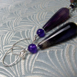long drop handmade purple statement earrings