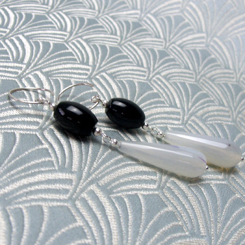 long semi-precious stone earrings, long semi-precious earrings BB45