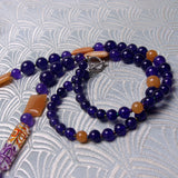 purple long necklace handmade amethyst